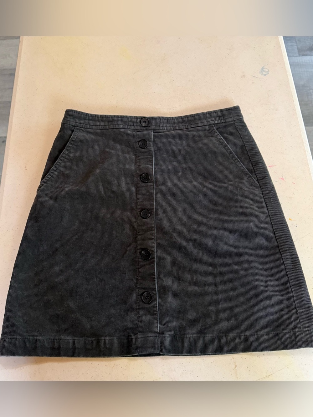 J. Crew Womens Corduroy Mini Skirt Sz 2 Gray Buttons Pockets Lined Preppy